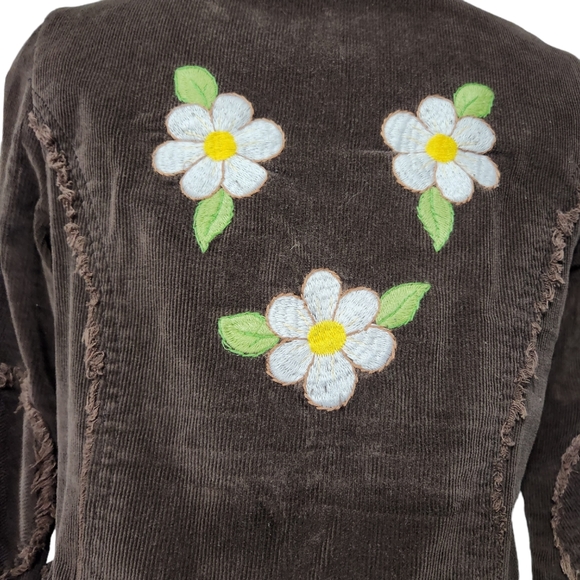 Lady Dutch high society Luxury brown cordoroy embroidered jacket size S - Picture 9 of 10